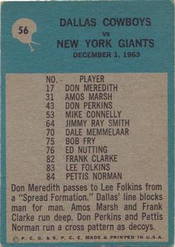1964 Philadelphia #56 Cowboys Play of the Year - Tom Landry Back