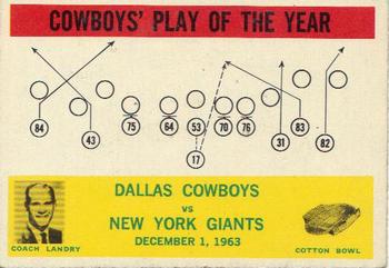 1964 Philadelphia #56 Cowboys Play of the Year - Tom Landry Front