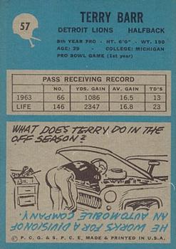 1964 Philadelphia #57 Terry Barr Back