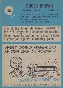 1964 Philadelphia #58 Roger Brown Back