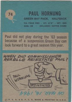 1964 Philadelphia #74 Paul Hornung Back