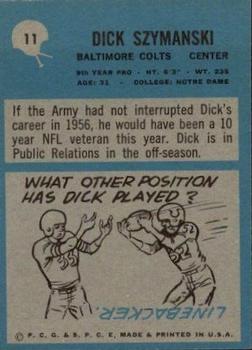 1964 Philadelphia #11 Dick Szymanski Back