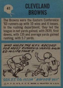 1964 Philadelphia #41 Cleveland Browns Back