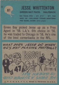 1964 Philadelphia #81 Jesse Whittenton Back