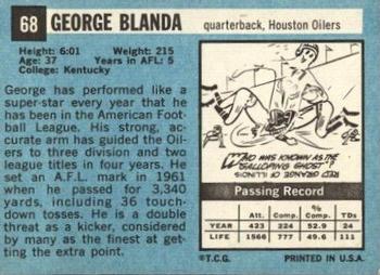 1964 Topps #68 George Blanda Back