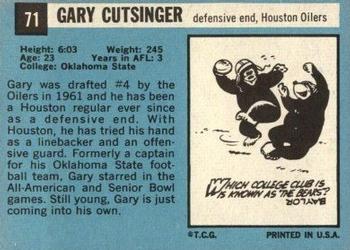 1964 Topps #71 Gary Cutsinger Back
