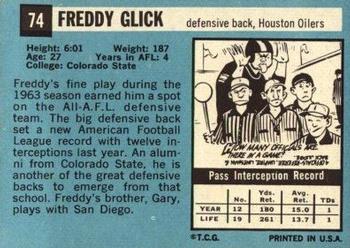 1964 Topps #74 Freddy Glick Back