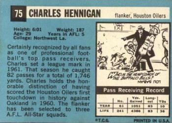 1964 Topps #75 Charlie Hennigan Back