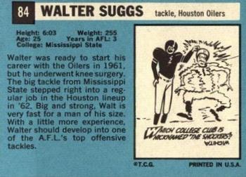 1964 Topps #84 Walter Suggs Back