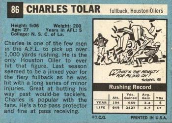1964 Topps #86 Charles Tolar Back