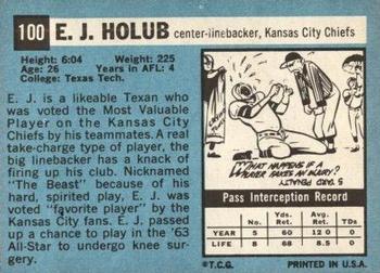 1964 Topps #100 E.J. Holub Back