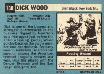 1964 Topps #130 Dick Wood Back