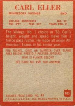 1965 Philadelphia #105 Carl Eller Back