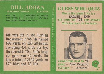 1966 Philadelphia #107 Bill Brown Back