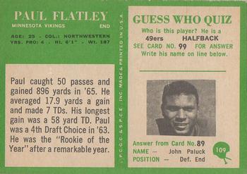 1966 Philadelphia #109 Paul Flatley Back
