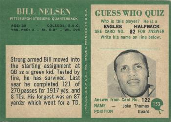 1966 Philadelphia #153 Bill Nelsen Back
