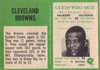 1966 Philadelphia #40 Cleveland Browns Back