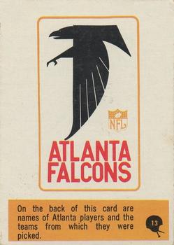 1966 Philadelphia #13 Falcons Roster Front