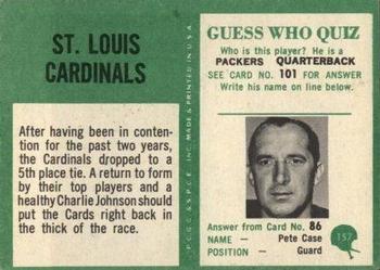 1966 Philadelphia #157 St. Louis Cardinals Back