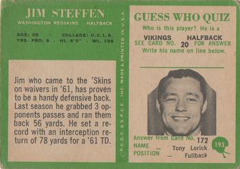 1966 Philadelphia #193 Jim Steffen Back