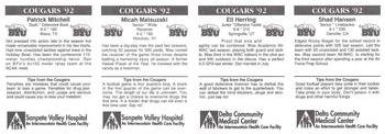 1992 BYU Cougars Safety - Panels #NNO Shad Hansen / Eli Herring / Micah Matsuzaki / Patrick Mitchell Back