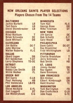 1967 Philadelphia #121 Saints Insignia Back