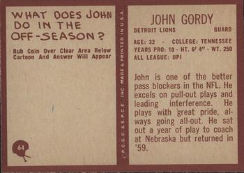 1967 Philadelphia #64 John Gordy Back
