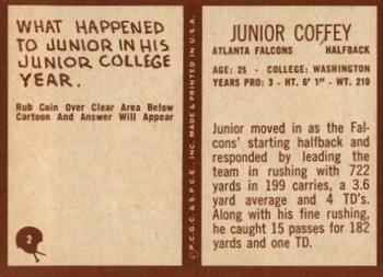 1967 Philadelphia #2 Junior Coffey Back
