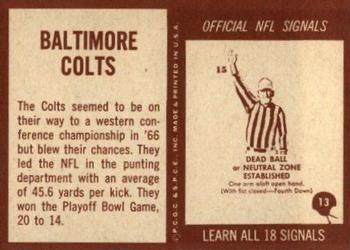 1967 Philadelphia #13 Baltimore Colts Back