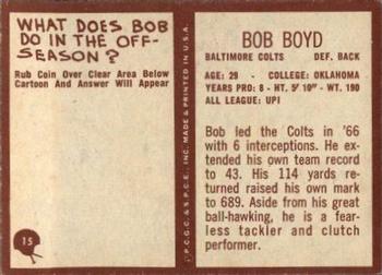 1967 Philadelphia #15 Bob Boyd Back