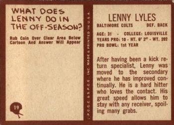 1967 Philadelphia #19 Lenny Lyles Back