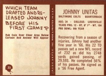 1967 Philadelphia #23 Johnny Unitas Back