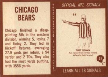 1967 Philadelphia #25 Chicago Bears Back