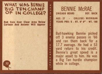 1967 Philadelphia #32 Bennie McRae Back