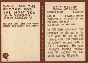 1967 Philadelphia #35 Gale Sayers Back