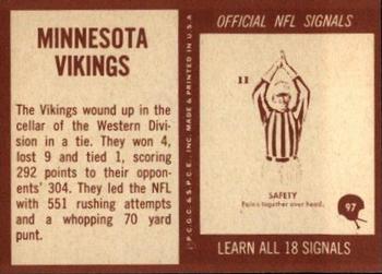 1967 Philadelphia #97 Minnesota Vikings Back