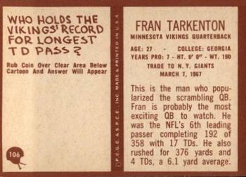 1967 Philadelphia #106 Fran Tarkenton Back