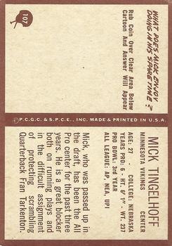 1967 Philadelphia #107 Mick Tingelhoff Back