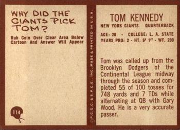 1967 Philadelphia #114 Tom Kennedy Back