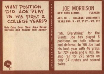 1967 Philadelphia #116 Joe Morrison Back