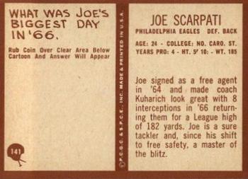 1967 Philadelphia #141 Joe Scarpati Back