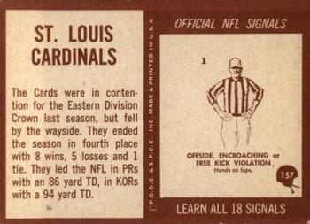 1967 Philadelphia #157 St. Louis Cardinals Back