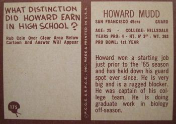1967 Philadelphia #175 Howard Mudd Back