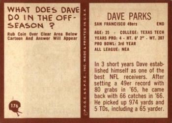 1967 Philadelphia #176 Dave Parks Back