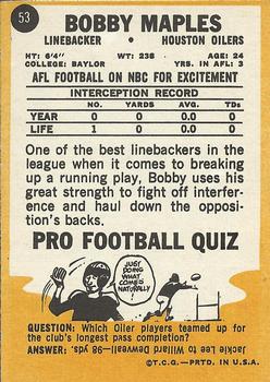 1967 Topps #53 Bobby Maples Back