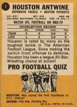 1967 Topps #7 Houston Antwine Back