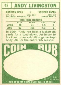 1968 Topps #48 Andy Livingston Back