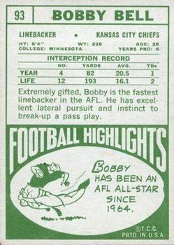 1968 Topps #93 Bobby Bell Back