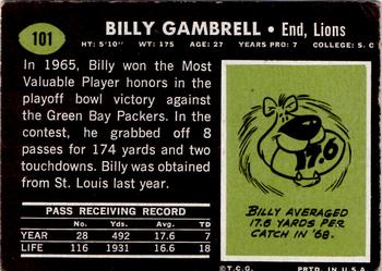 1969 Topps #101 Billy Gambrell Back