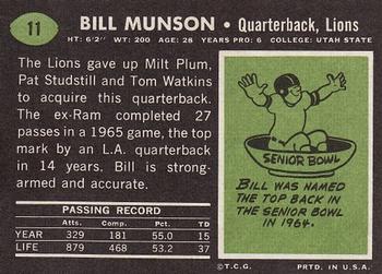 1969 Topps #11 Bill Munson Back